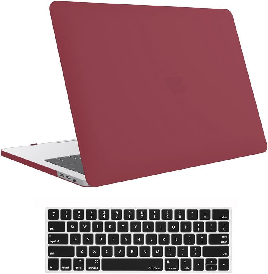 ProCase MacBook Pro 13 Case 2019 2018 2017 2016 Release A2159 A1989 A1706 A1708, Hard Case Shell Cover and Keyboard Skin Cover for MacBook Pro 13 Inch with/Without Touch Bar –Red