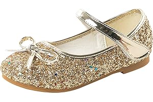 Girls Glitter Princess Dress Shoes Cute Bowknot Mary Jane Low Heels Party Wedding Prom Footwear for Toddler Kids