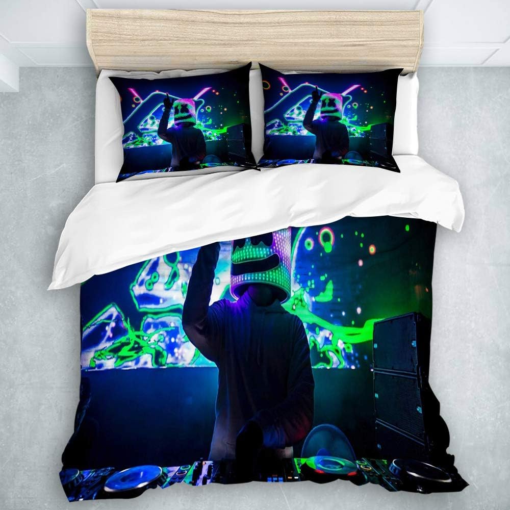 YOLIKA Duvet Cover Set DJ Marshmallow DJ and Gorgeous Stage Live Print Decorative 3 Piece Bedding Set with 2 Pillow Shams Twin Size