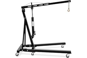 JoanKaren 2 Ton 4000Lbs Folding Hydraulic Engine Crane, Portable Cherry Picker Hoist, 6 Heavy-Duty Caster Wheels, for Garage 