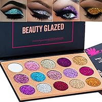 Beauty Glazed 15 Colors Glitter Eyeshadow Palette Shimmer Ultra Pigmented Makeup Eye Shadow Powder Long Lasting Waterproof