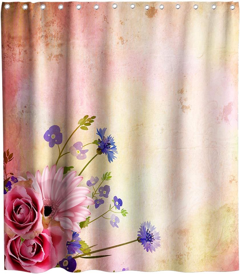 Amazon Com Lifeasy Floral Wallpaper Theme Fabric Shower Curtain