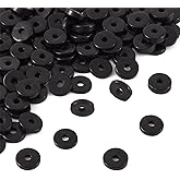 BB Beadthoven 100pcs Black Coconut Shell Rondelle Beads, 12mm Round Heishi Spacers for Jewelry Making, Craft Beads