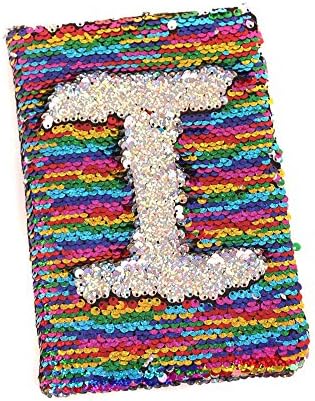 YuKing Magical Reversible Sequin Journal Office Notebook ,Sequin Daily Journal Notebook for Kids (Rainbow/Sliver)