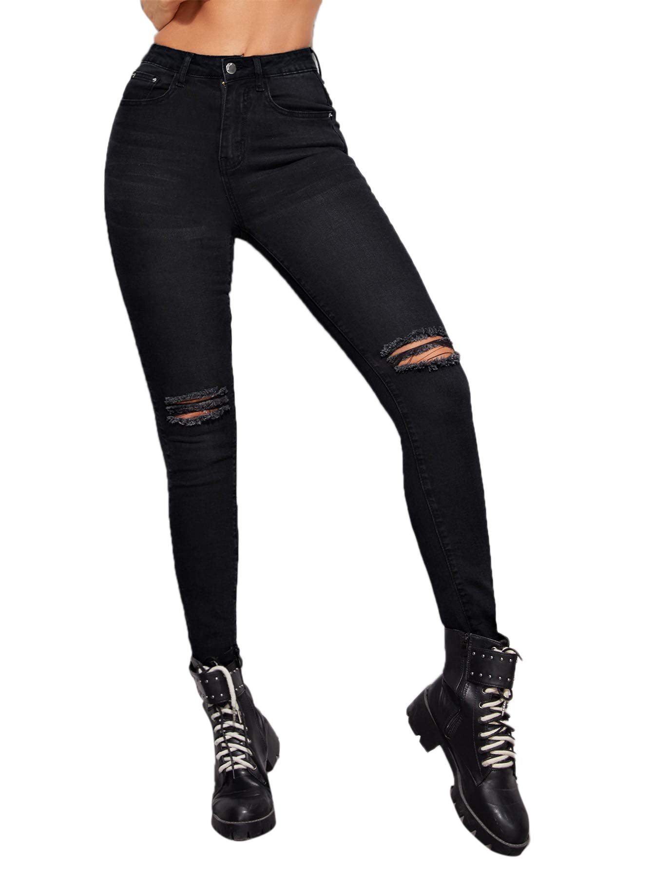 SweatyRocks Women's Ripped Hight Waisted Stretch