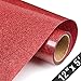 TransWonder Red Glitter HTV Glitter Heat Transfer Vinyl 12inx5ft Glitter HTV Vinyl Iron on Vinyl for Cricut T Shirts (Red)