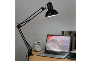 Haofy LED Clamp/Holder On Reading Lamp Adjustable Table Lamp for Study Tattoo Repair Work, Eye Protection Long Arm Dimmable C