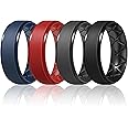 Egnaro Inner Arc Ergonomic Breathable Design, Silicone Rings Mens with Half Sizes, 7 Rings / 6 Rings / 5 Rings / 4 Rings / 1 Ring Rubber Wedding Bands, 8.5mm Wide-2mm Thick