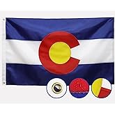 Double Sided Colorado State Flag 3x5 Outdoor The Longest Lasting CO Flags Heavy Duty 210D Nylon, Sewn Stripes, Embroidered Star, Stronger Brass Grommets,4 Stitched Hemming, Perfect for