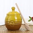 ONTUBE Ceramic Honey Pot With Dipper And Round Crystal Lid, Honey Jar Container Dispenser For Home Kitchen, 12oz (Silver) In Kenya | Honey Jars - View #7
