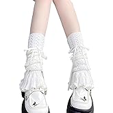 SherryDC Girl's Cute Knit Leg Warmers Kawaii Bowknot Ruffled Trim Knee High Leg Sleeve Socks Women