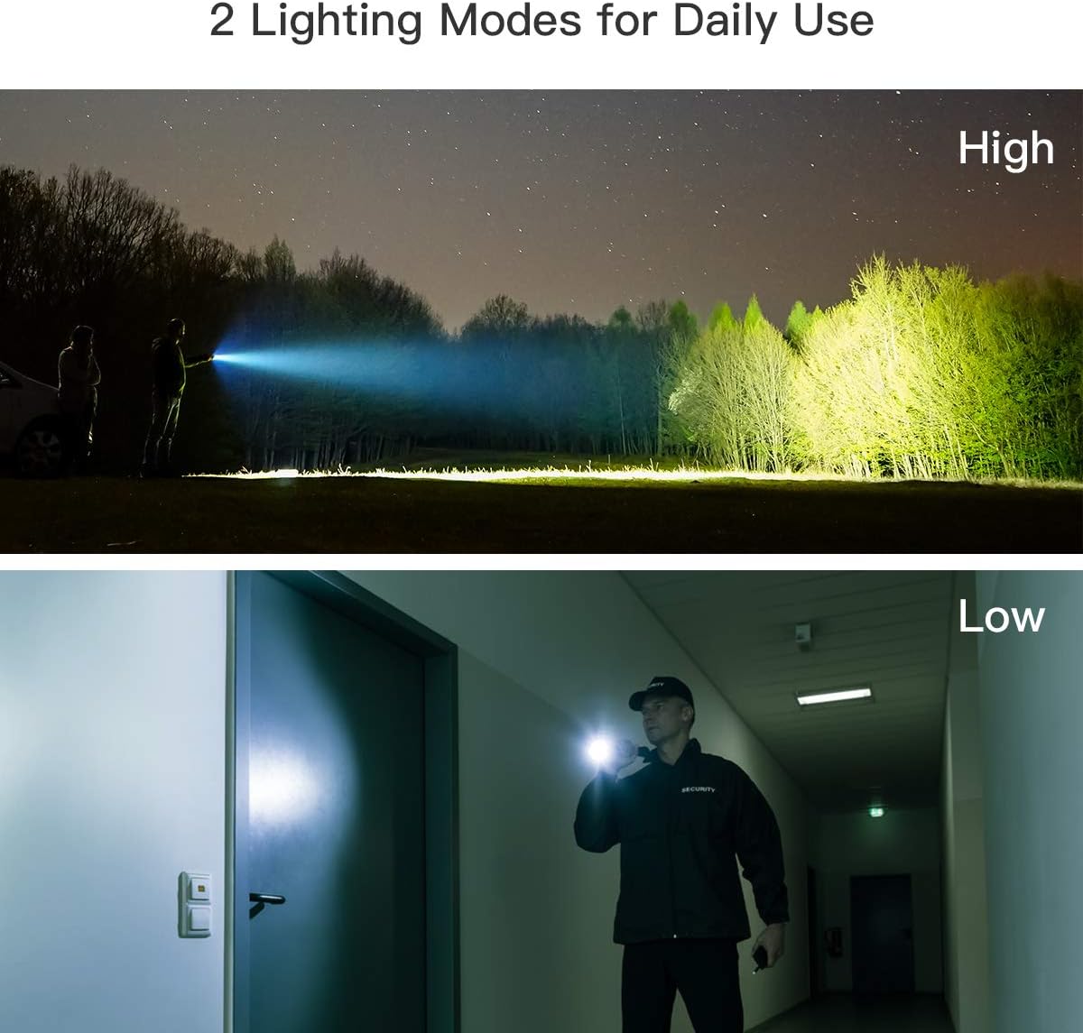 Rechargeable LED Flashlight 1500 Lumens 500 Meters High Beam Flash Light Water Resistant Flashlights with 18650 Battery and Compass - - 
