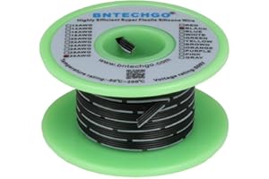 BNTECHGO 30 Gauge Silicone Ribbon Cable Flexible 4P Black 50 ft Flat Cable 30 AWG Stranded Tinned Copper Wire