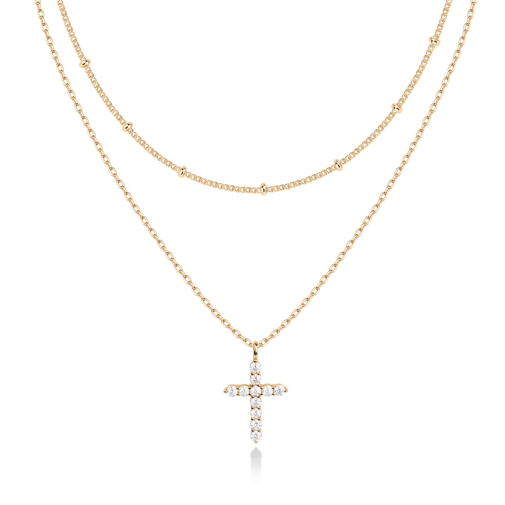 PAVOI 14K Gold Plated Layering Necklaces | Stylish Minimalist Design Pendant Necklaces | Butterfly, Heart, Lock, Evil Eye, Coin, Lightning Bolt, Circle, Cross Pendants for Women, Yellow Gold, Cubic