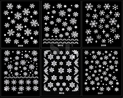 RuiChy 12 Sheet Christmas Snowflakes Design 3D Nail Art Stickers Decals