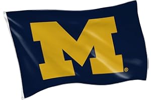 TEAM SPORTS AMERICA NCAA University Of Michigan Flag with Grommets, 3'x5' Michigan Wolverines Outdoor College Flags & Banners for Garden Patio Indoor Wall Décor