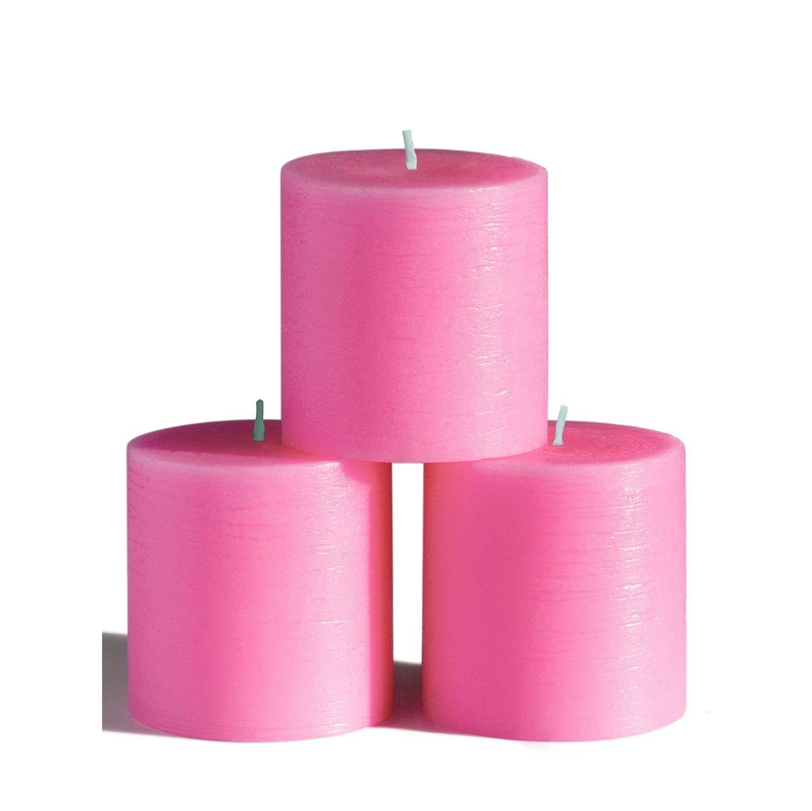 CANDWAX 7.6x7.6 cm Pillar Candle Set of 3 - Decorative Candles Unscented and No Drip Candles - Ideal as Wedding Candles or Large Candles for Home Interior - Pink Candles — image 1