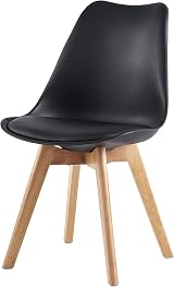 mcc direct Set of 4 Retro Dining Chairs with Wooden Legs & Cushions view 3