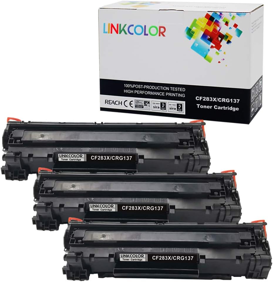 Linkcolor Compatible 137 283X Toner Cartridge Replacement for HP CF283X and Canon CRG137 CRG-137 for HP Laserjet pro M202dw M225dn/dw/rdn M201dw/n M226dn/dw Canon MF216n MF224dw Printer Black 3-Pack
