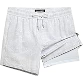 maamgic Mens Swim Trunks with Compression Liner 5 Inch, Quick Dry Bathing Suit with Zipper Pockets, No-Chafing Swim Shorts