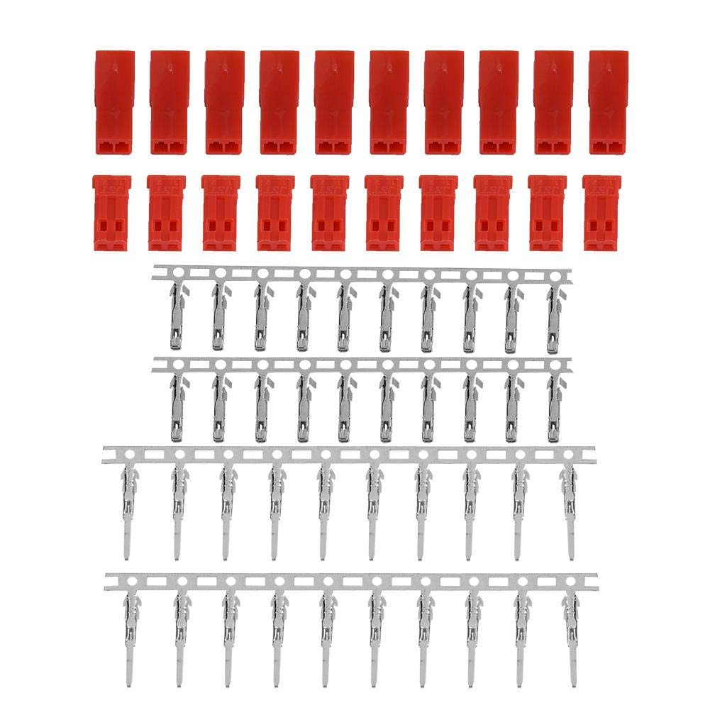 10Pairs JST Plug Connector, Female and Male Plug Red Color Housing & Connector Pin Set RC Accessory (10 Pairs)