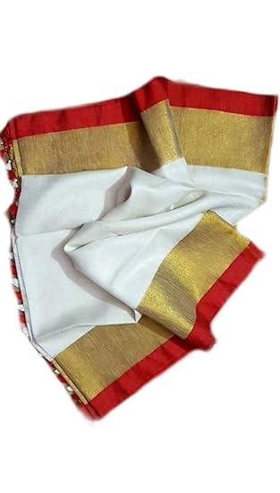 Women's Bhagalpuri Linen Saree With Running Blouse (20_White)