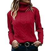 Langwyqu Womens' Turtleneck Long Sleeve Cable Knit Sweaters