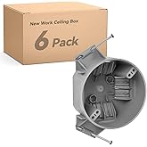 Togalonn 20 Cubic Inch New Work Ceiling Electrical Box, Round Electrical Box for New Construction, PVC, UL Listed, 6 Pack