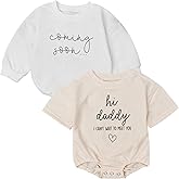 BUMPEXPAND 2Pcs Hi Daddy I Can't Wait To Meet You pregnancy Announcement For Husband Dad Romper, Hi Daddy Onesie Pregnancy Announcement Baby announcement Coming Soon onesie (0-3 Months)