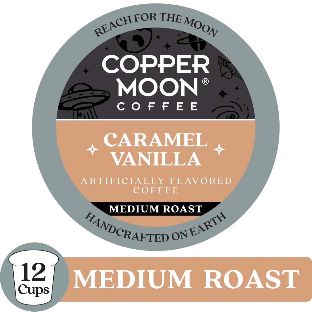 Copper Moon Variety Pack for Flavored Coffee Lovers, Pods Compatible with Keurig K Cup Brewers,(12 Ea: Caramel Vanilla, Tropical Coconut, Hawaiian Hazelnut, Southern Pecan), Variety