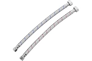 ALEASHA 12 Inch Faucet Supply Lines Stainless Steel Braided Supply Hose for Sink Faucet G1/2" FIP x 3/8" Compression Faucet Connector, cUPC Bathroom Water Hose Replacement Parts 2 PCS