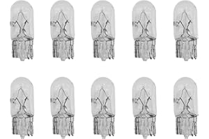 Eponcia 10PCS 194 Bulb T10 Light Bulb 168 W5W 1/4 Wedge Base 12V 5W Side Marker Dash Turn Light Bulbs Flat Foot Mini Quartz H