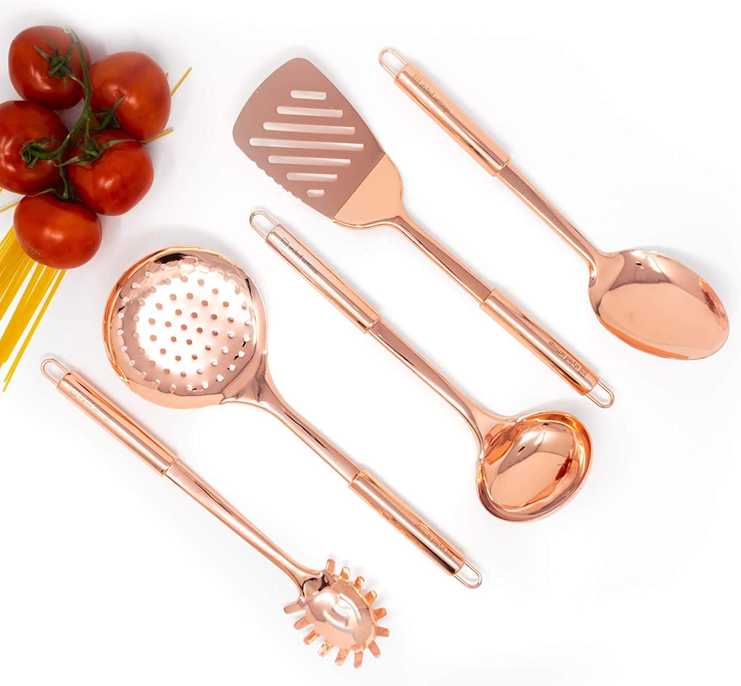 Amazon Com Copper Cooking Utensils For Cooking Serving Rose Gold Kitchen Utensils Stainless Steel Copper Serving Utensils Set 5 Pcs Copper Ladle Serving Spoon Pasta Serving Fork Spatula Kitchen Skimmer Kitchen Dining
