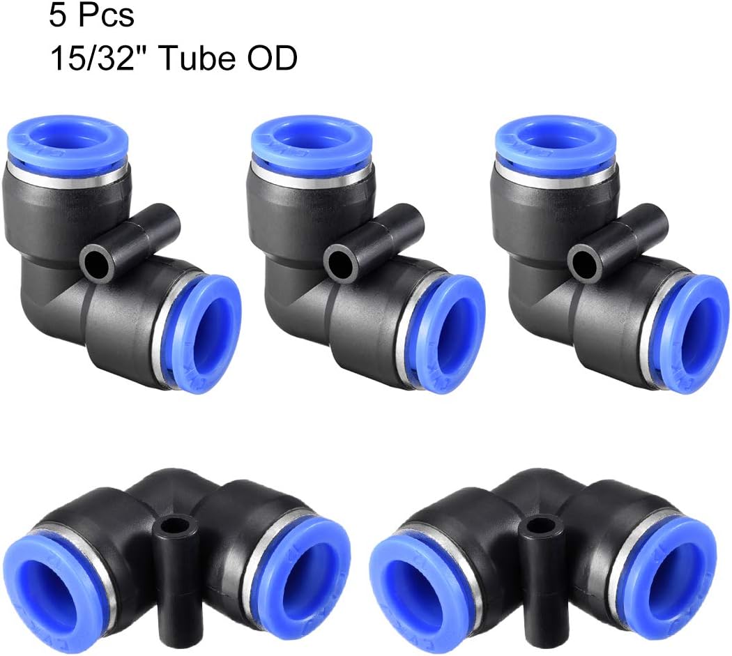 sourcing map Plastic Elbow Push to Connect Tube Fitting 12mm Tube OD Pneumatic Air Push Fit Lock Fitting Blue 5pcs - Image 4