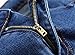 Men's Blue Ripped Skinny Distressed Destroyed Straight Fit Denim Jeans with Holes, Denim Blue, W32