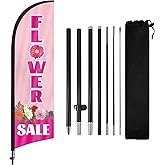 Flower Sale Advertising Swooper Flag Banners, Feather Flags with Pole and Ground Stake 8Ft, Advertising Feather Banner Sign for Business