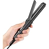 Zavarea Curling Iron for Short Hair, Mini Hair Curler with 1 Inch Ceramic Barrel, 3 Adjustable Temp, Portable Design, Instant Heating, Dual Voltage for Travel, Auto Shut-Off, Includes Storage Bag