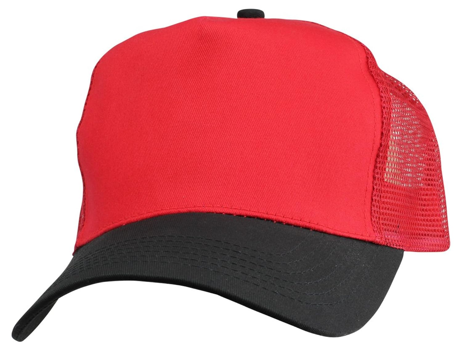 Plain Baseball Cap w/ Mesh Back Strong Cotton Twill Front in Red and Black at Amazon Men’s