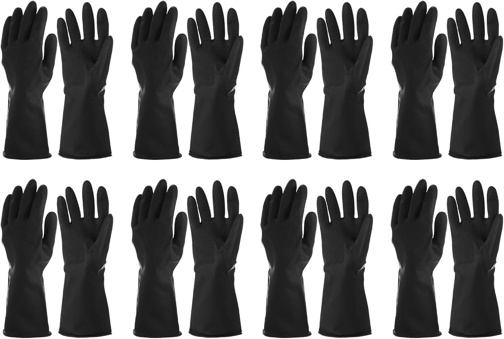 Sourcing Map Latex Industrial Gloves, Chemical Resistant, Anti-Slip, Large,