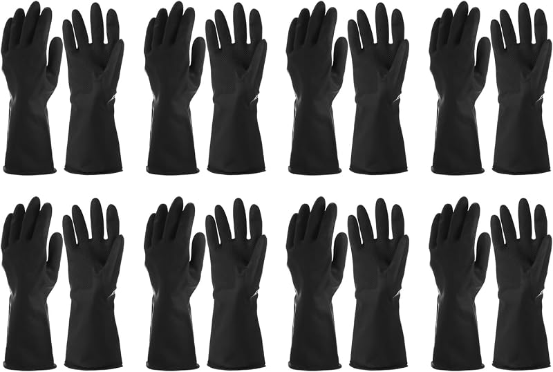 Sourcing Map Latex Industrial Gloves, Chemical Resistant, Anti-Slip, Large,
