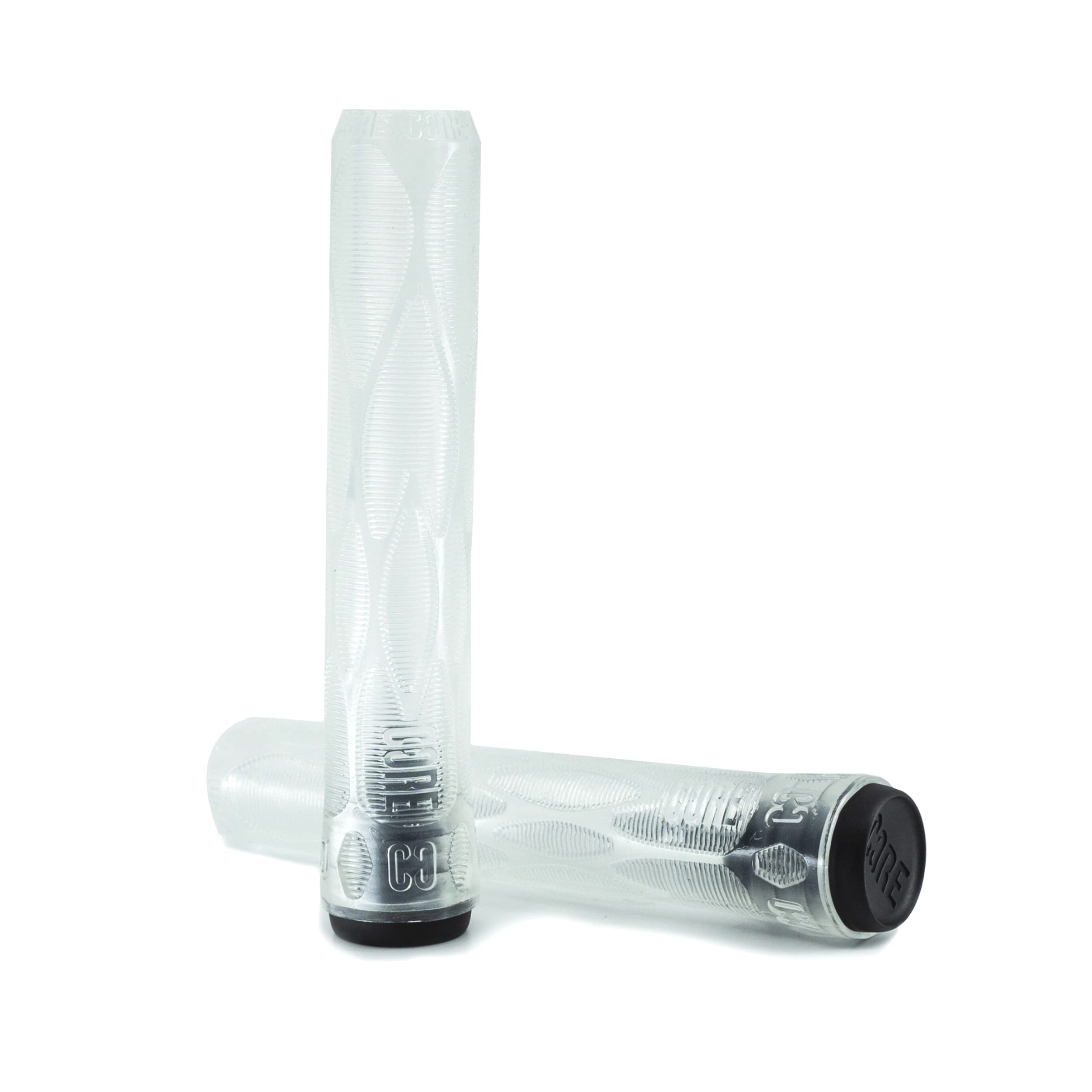 CORE Skinny Boy Handlebar Grips for Bikes & Scooters BMX Cycling Mountain Bike Soft Non Slip Longneck Bike Grips Bar Ends Included fits All Stunt Scooters BMX MTB - 170mm - Transparent — image 1