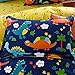 Eikei Home Dinosaurs Bedding Children Boys or Girls Fun Dinos Twin Full Toddler Colorful Duvet Cover and Sheet Set Bright Multicolored Green Blue Orange Yellow (Full)