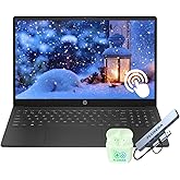 HP 15.6" FHD Touchscreen Business & Student Laptop, 16GB RAM 512GB SSD, 8-Cores AMD Ryzen 7 Processor, Windows 11, Copilot AI-Ready, Numeric Keypad, PLUSERA Earphones & 8-in-1 Hub Included, Black