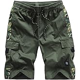 Kolongvangie Men's Cargo Shorts Casual Drawstring Pull On Cotton Summer Big & Tall Relaxed Fit Work Shorts