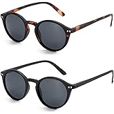 ZENOTTIC Polarized Sunglasses for Women Men: Retro Shades Round | Square Frame UV Protection 2 Pack