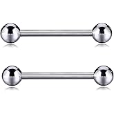 PEAKLINK Internally Threaded Nipple Rings Titanium Nipple Bars Piercing Jewelry 1 Pair Tongue Rings Eyebrow Jewelry Bridge Piercings
