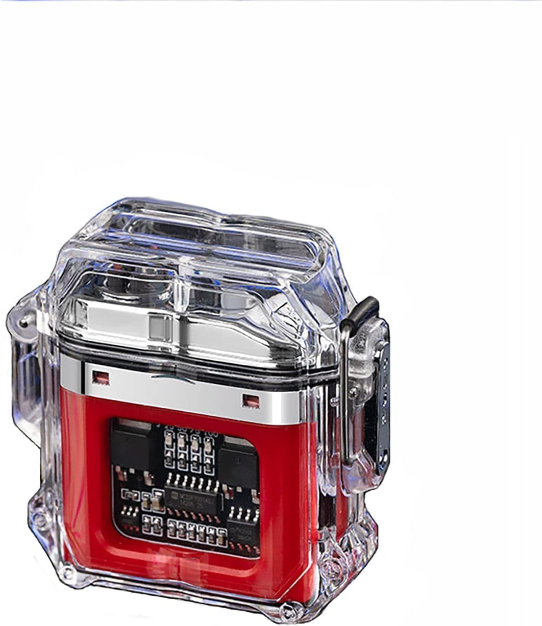 Photo 1 of Dual Arc Electric Lighter with USB-C Charging - Transparent Stormproof Design, LED Battery Display & Plasma Arc for Camping, Hiking, Outdoor Survival & Emergency Kits?Red?
