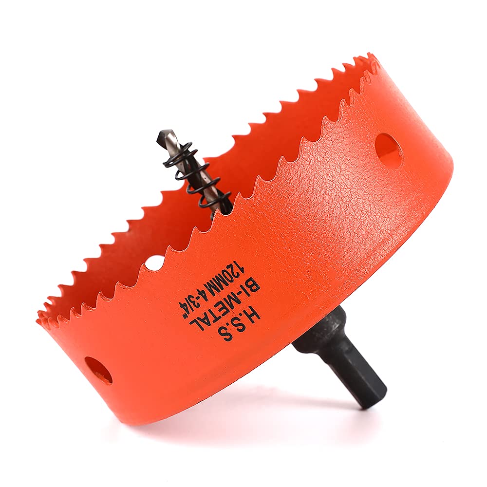 Dribotway 120mm 4-3/4'' Bi-Metal Hole Saw Drill Bit, High Speed Steel, Cutting Circular Holes, for Wood and Metal, Drills Wood, Plastic, Plywood