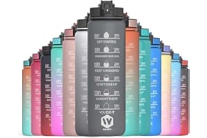 WHIPY 32 oz Water Bottle with Time Marker- Leak-Proof & BPA Free Reusable Gym Water Bottle - Easy to Carry Motivational Water Bottle for Fitness, Sports, Outdoor, (Gray with covered lid)
