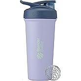 BlenderBottle Strada Sleek Shaker Cup Insulated Stainless Steel Water Bottle with Wire Whisk, 25-Ounce, Violet